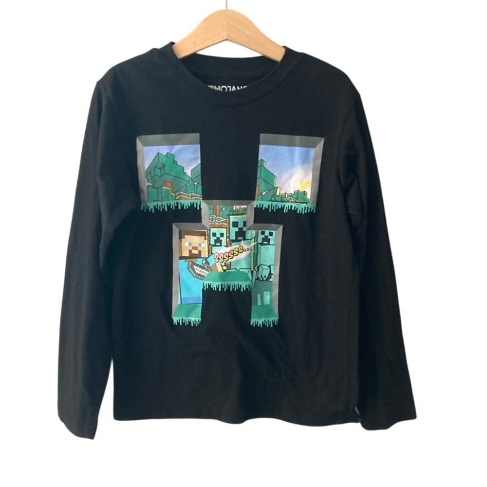 Mojang Minecraft Creeper Long Sleeve Tee - Black - Small